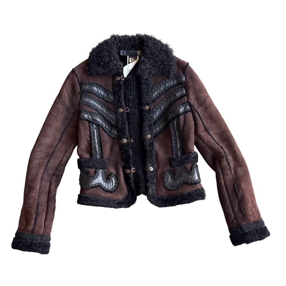 Just Cavalli by Roberto Cavalli Y2K 2005 Suede & Shearling Jacket Made in Italy